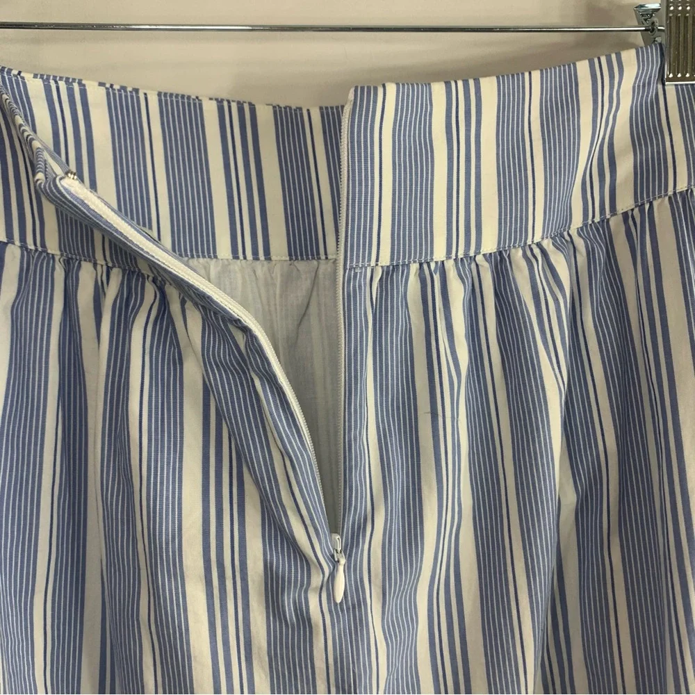 J. by J. Crew Blue White Striped Midi Skirt with Bow Waist, Size 2 - Picture 9 of 11